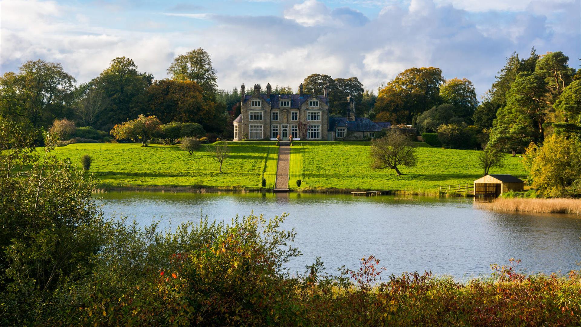 View of Blessingbourne Manor from across the lake