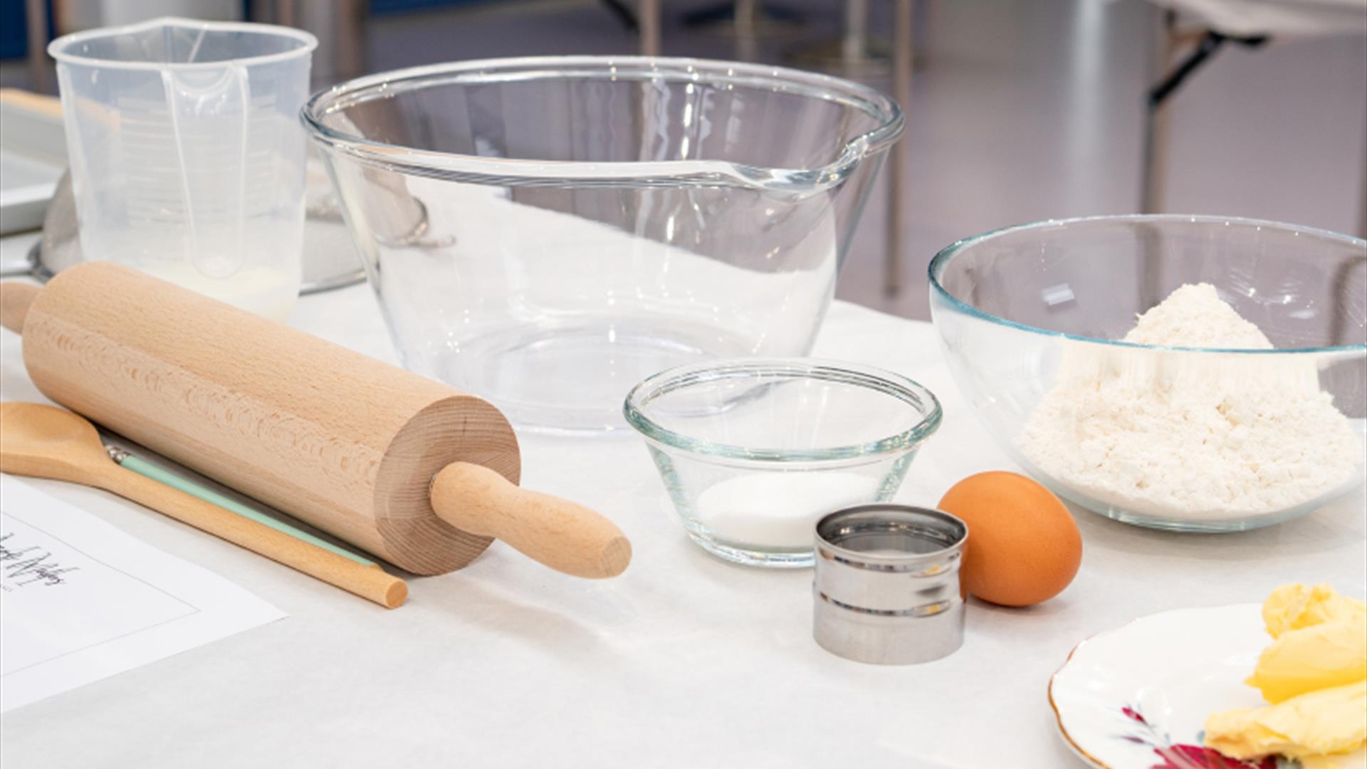 Photo showing ingredients and equipment for Irish bread making at Hill of the O'Neill and Ranfurly House