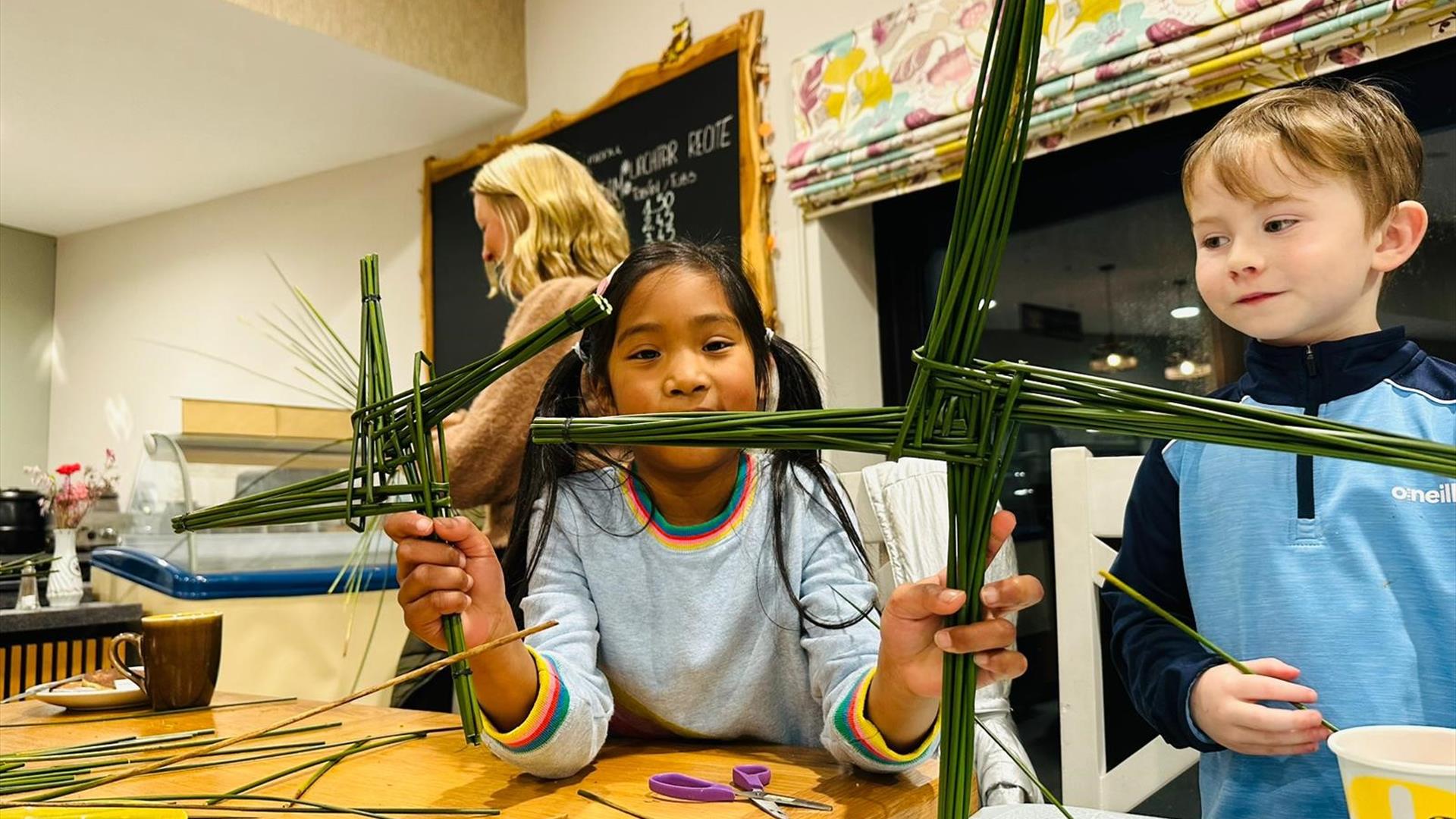 A night of making St. Brigids crosses