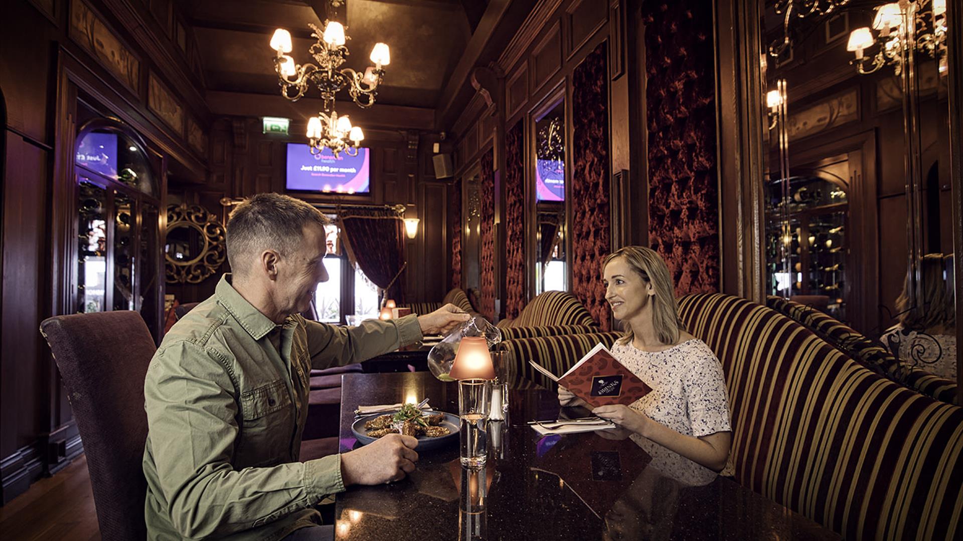 A couple having a meal in a restaurant