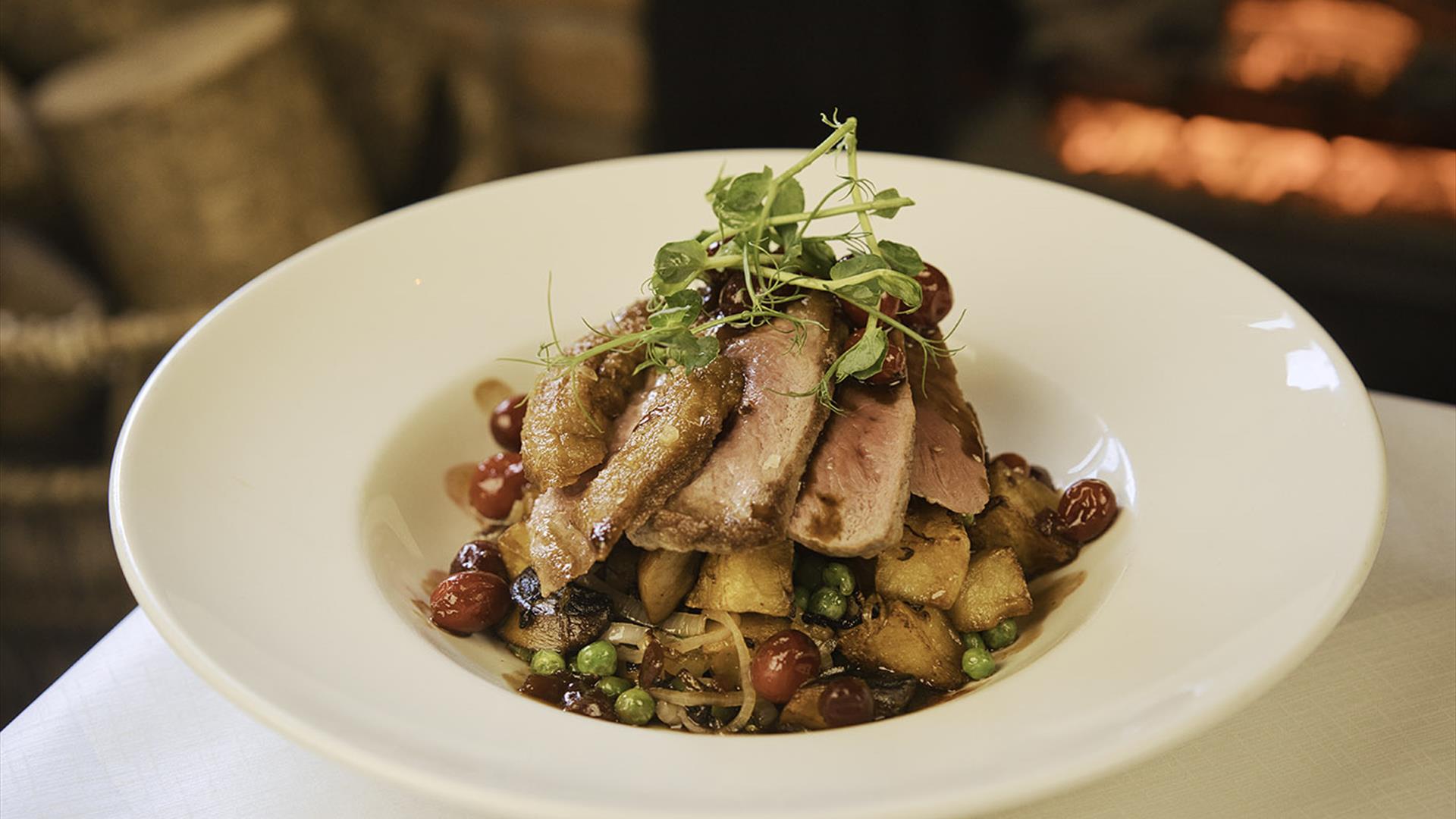 A plate of food served in a restaurant