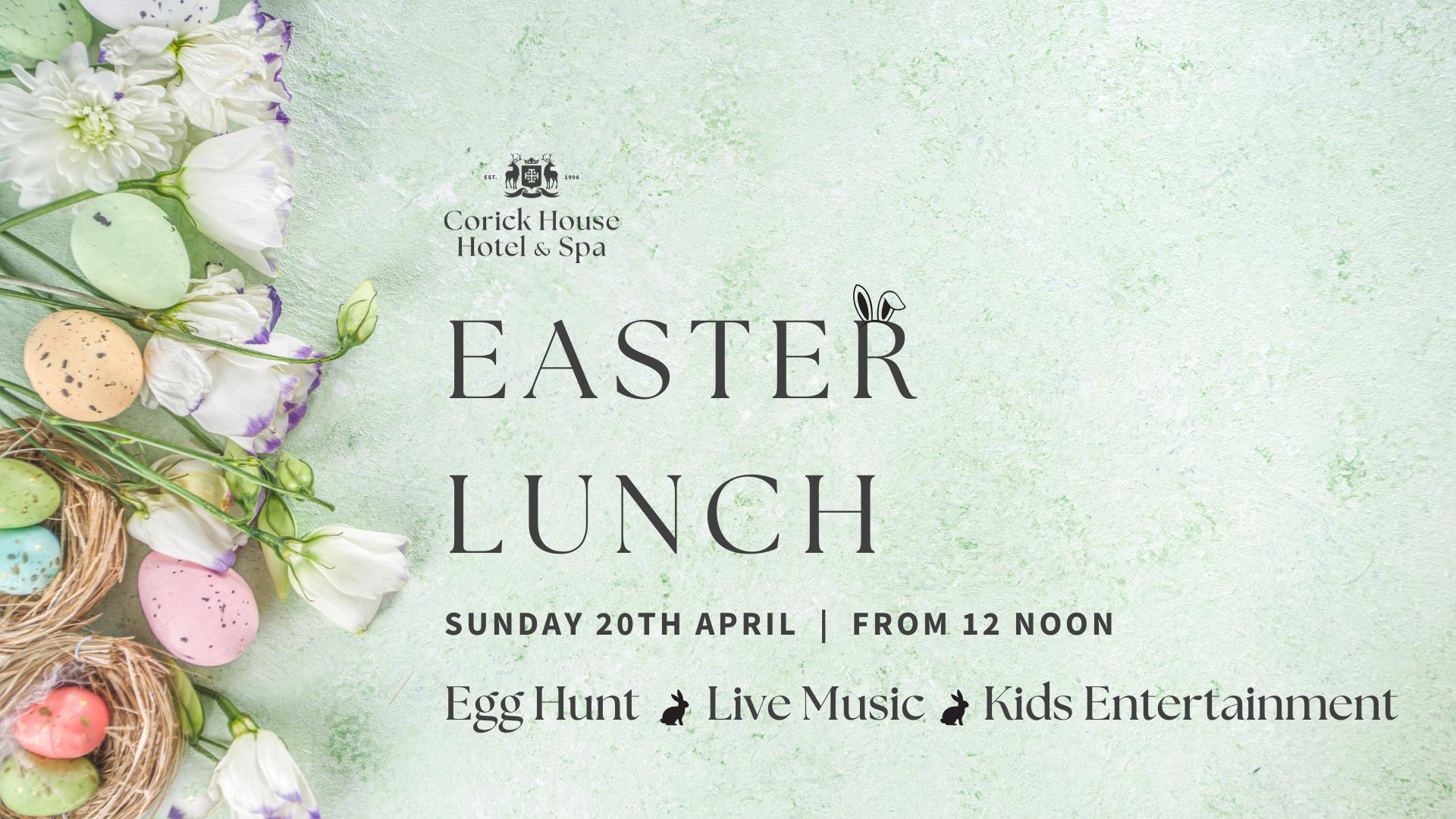 Green background with flowers on the side. Black writing with details of the event