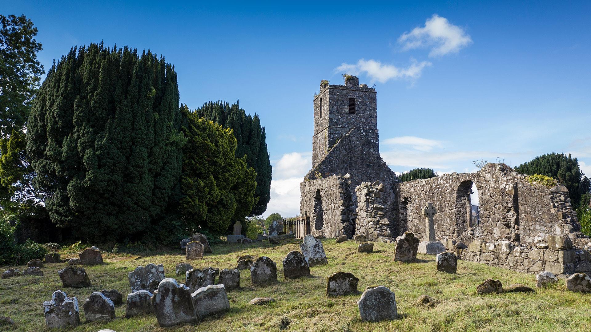 St Lurachs Old Church and graveyard again a blue sunny sky