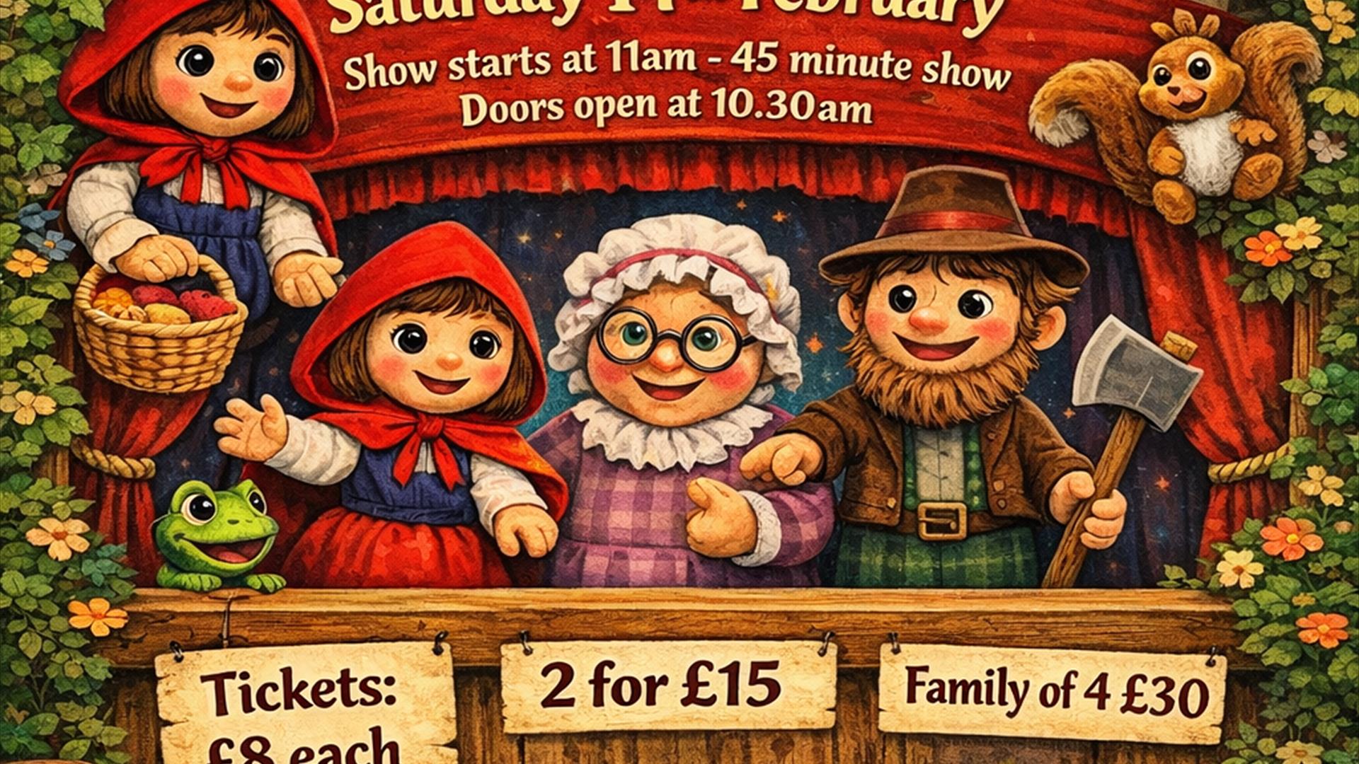 Little Red Riding Hood puppet show, 14th of February at Pomeroy Forest Park