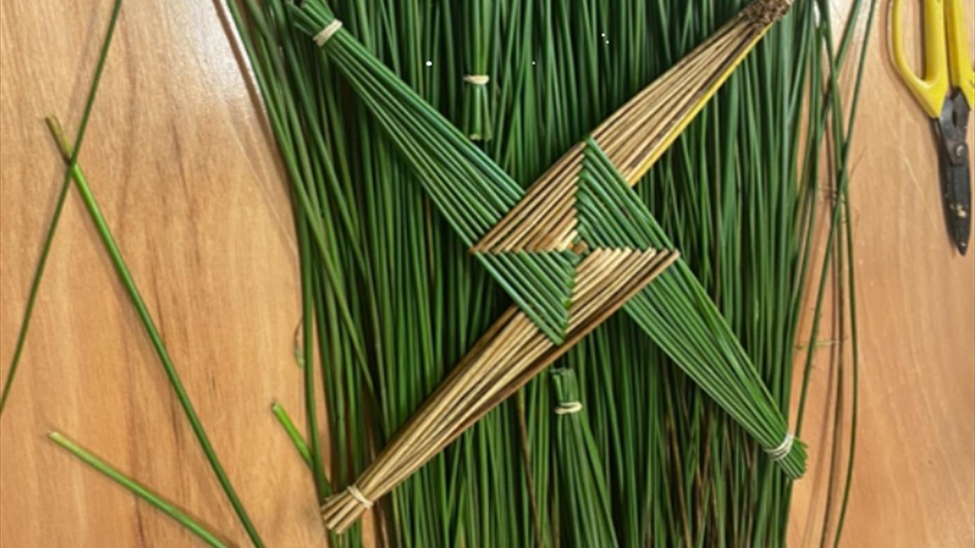 Picture of a St Brigid's cross weaved from rushes