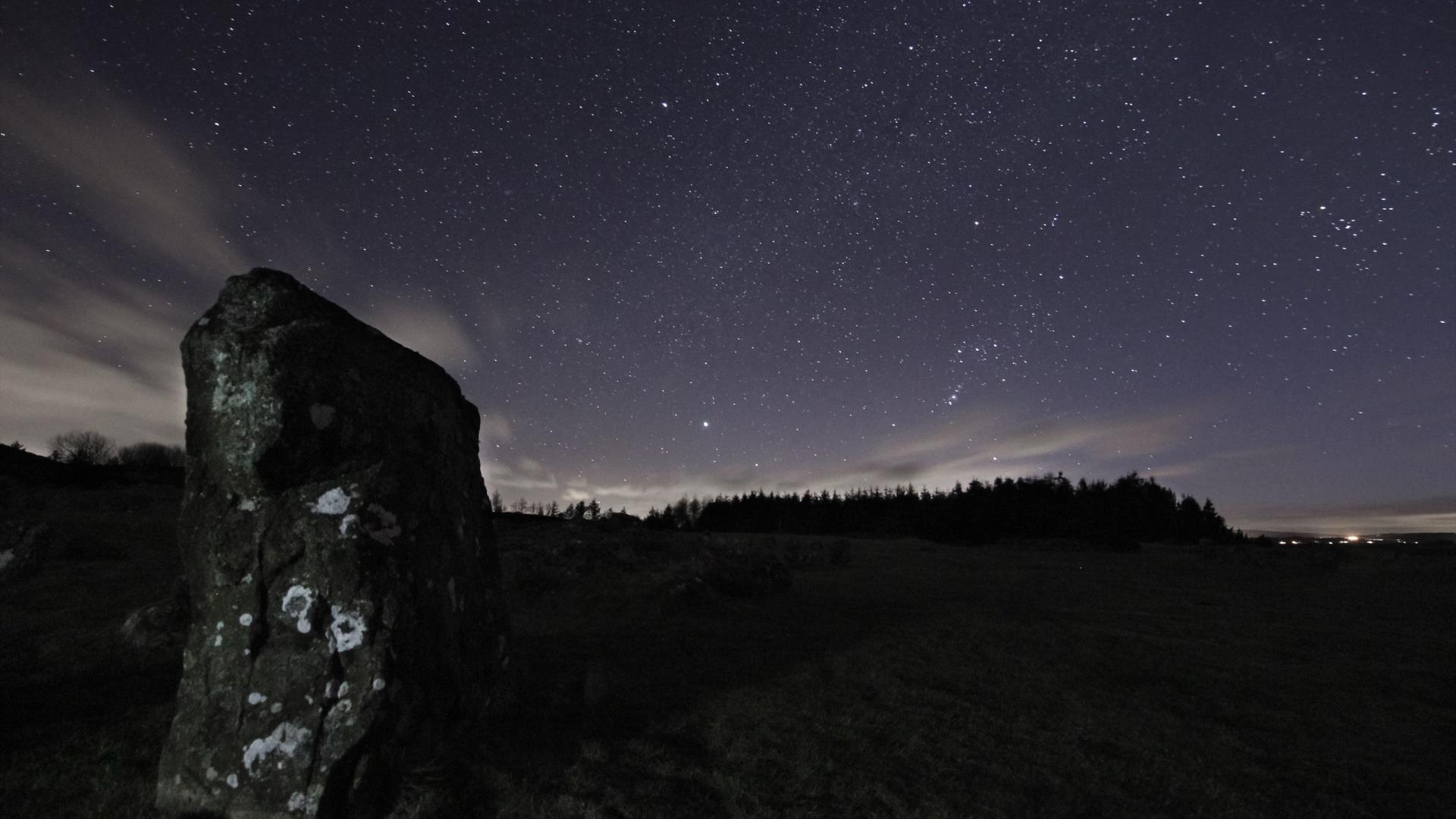 Image of Beaghmore stone and the starry night sky