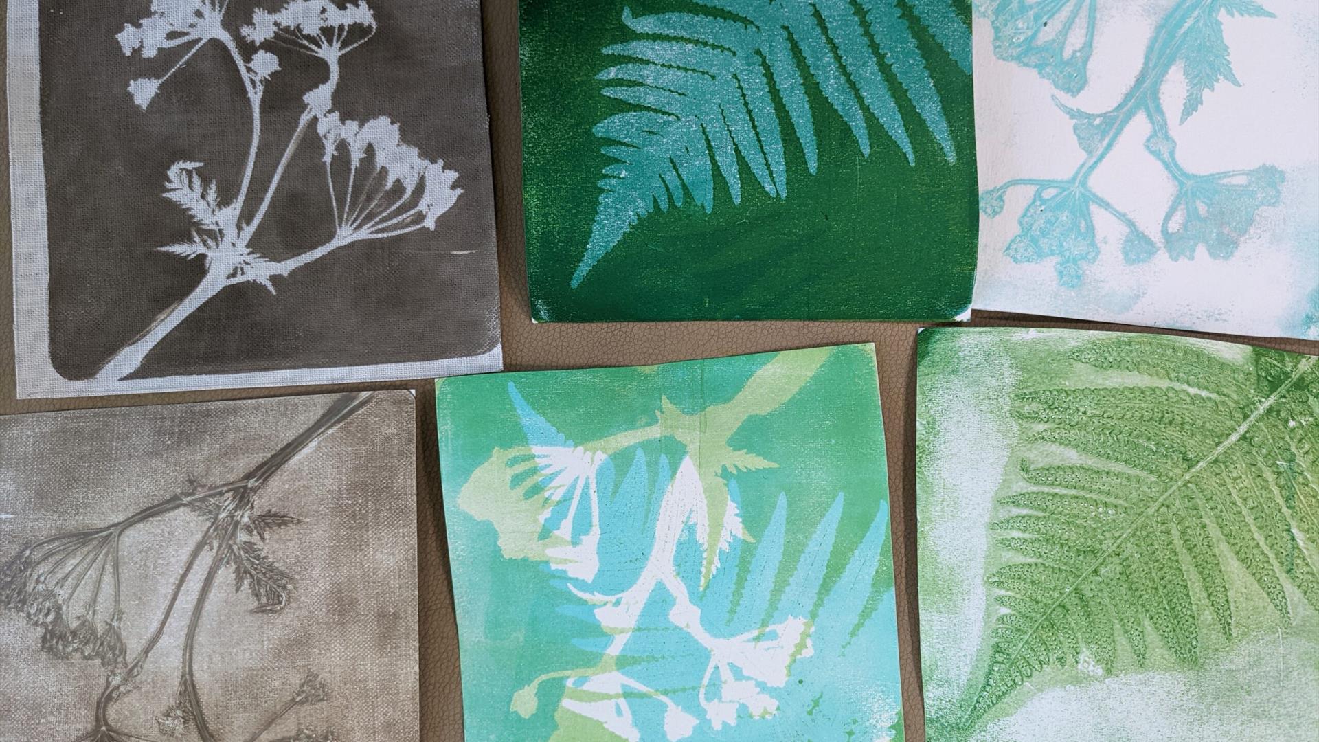 Gel plate printing botanicals