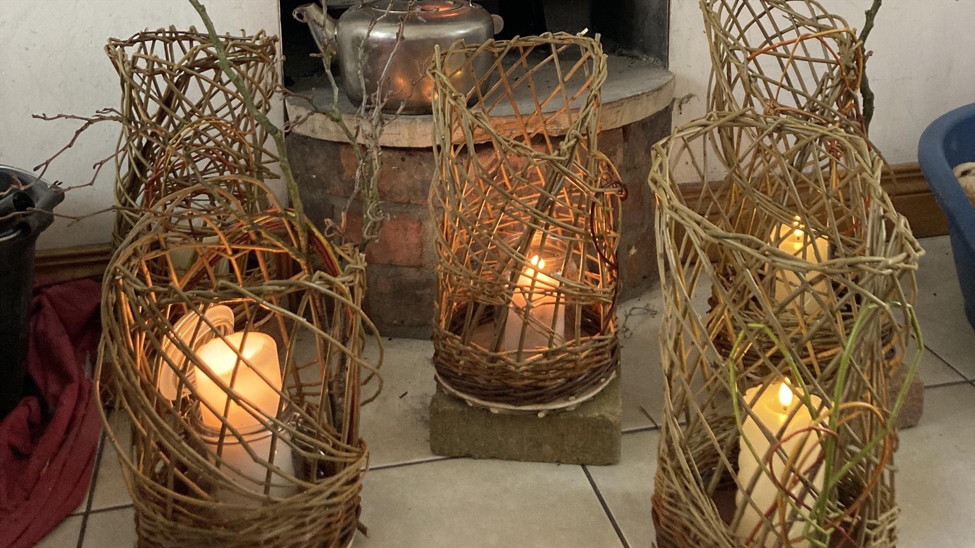 Craft lanterns made out of twisted willow