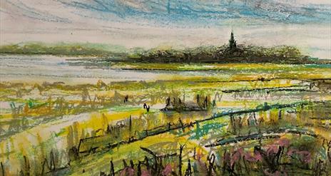 oil painting of Church Island