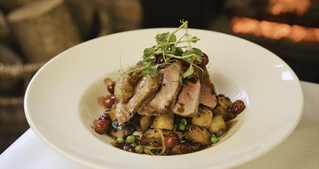 A plate of food served in a restaurant