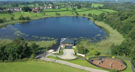 An aerial view of Roundlake Caravan park and children's play area