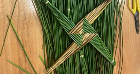 Picture of a St Brigid's cross weaved from rushes