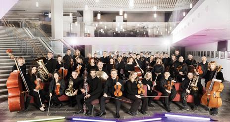 Image of the members of Ulster Orchestra and their instruments