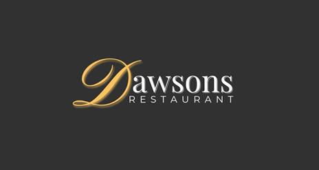 Grey image with Dawsons restaurant written in white writing