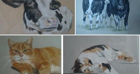 Patel paintings of cows and cats