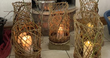 Craft lanterns made out of twisted willow