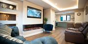 living area with fire place