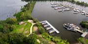 Ariel view of Ballyronan marina and glamping pods