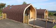 Glamping cabins overlooking scenic mountain view