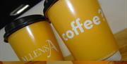 Yellow take away coffee cups