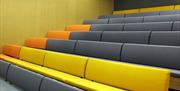 Colourful seating in the Square Box theatre space