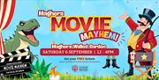 Poster with circus master and dinosaur promoting the event