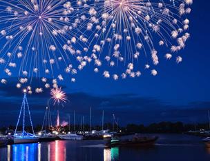 Fireworks light up the night sky over Lough Neagh at Ballyronan Marina