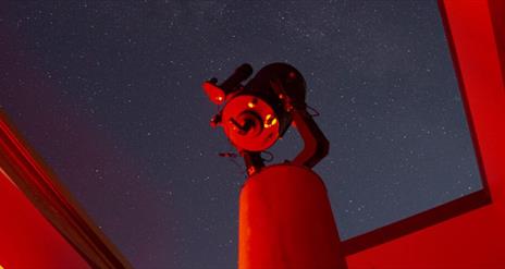 Telescope pointing through the observatory roof