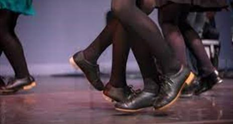 Image of legs and feet performing set dancing