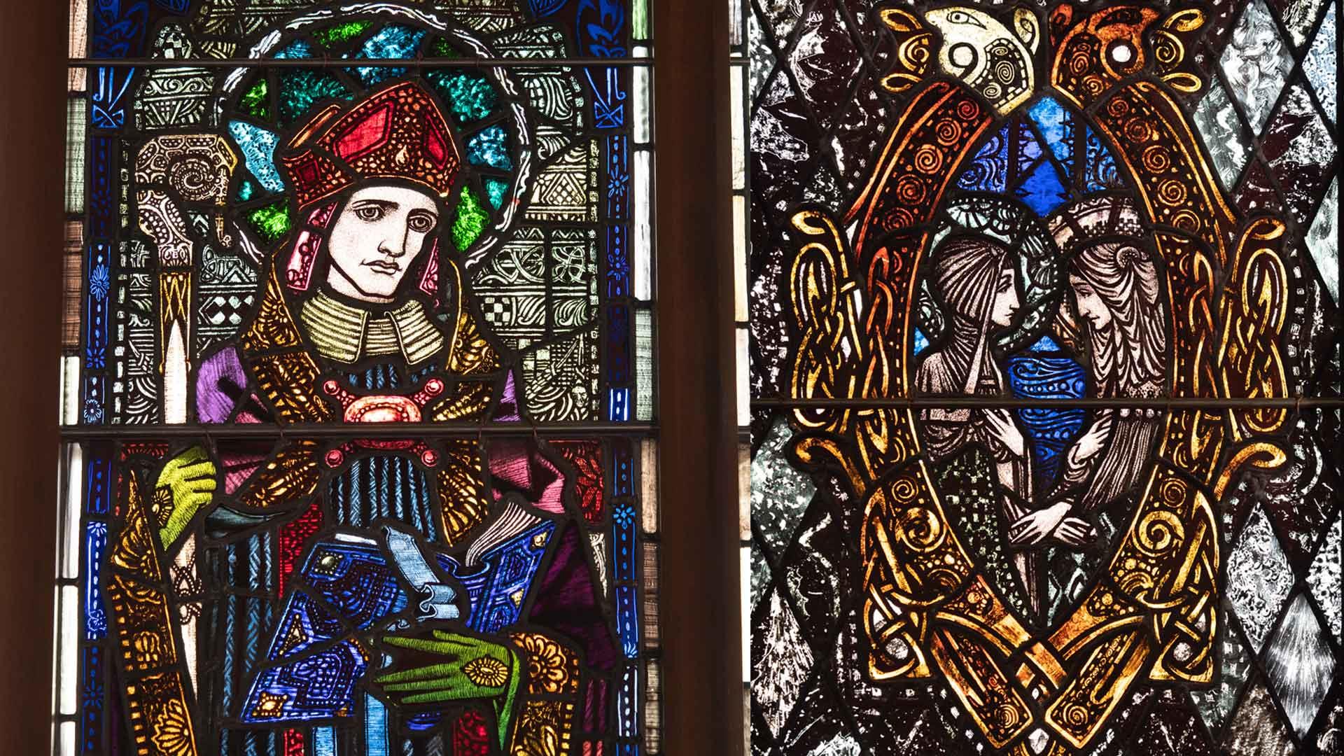 The stained glass window at Mcartans Chapel
