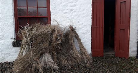 A pile of Flax, sitting beside the door of the Mill