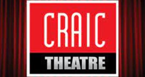 Craic theatre logo in words in front of red curtain