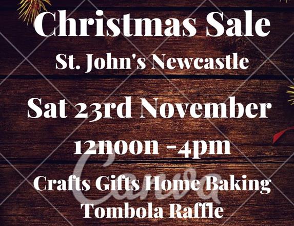 Christmas Sale St John's Hall Saturday 23rd at 12 noon