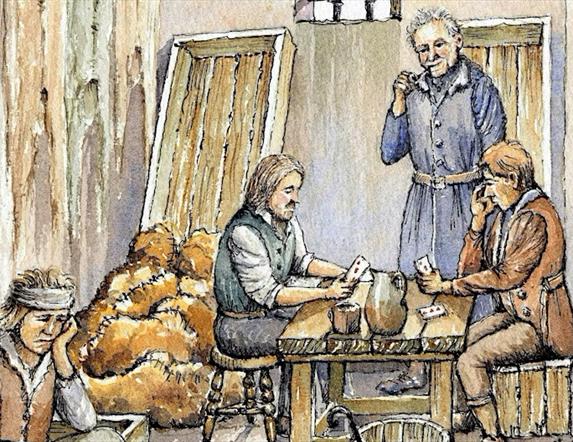 Sketch of prisoners in Gaol Cell