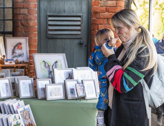 Family enjoying easter market at Rowallane Garden