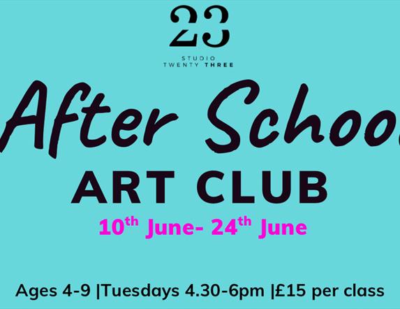 After school art club at art studio 23 Newry. Open to kids aged 4+