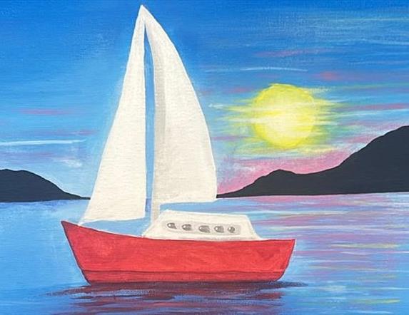 Sail boat painting on canvas