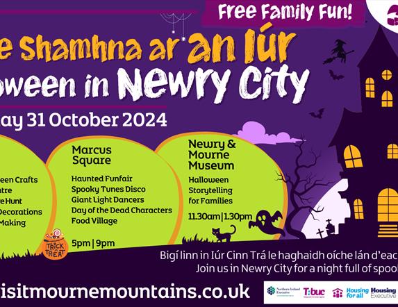 Poster promoting Halloween in Newry City 2024 on Thursday 31 October 2024.