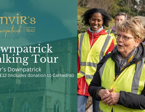 Tour guide hosting a walking tour through Downpatrick