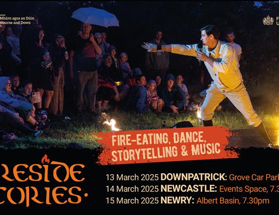 A poster promoting Fireside Stories