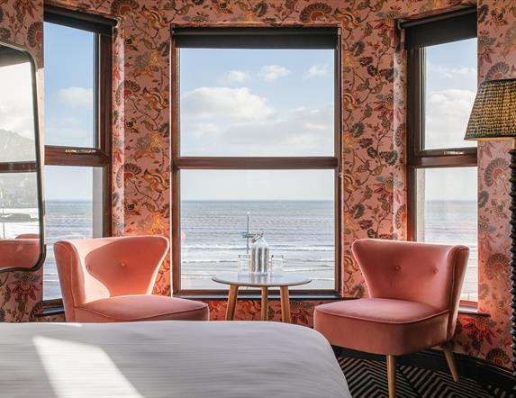 Sea view bedroom from Avoca Hotel, Newcastle, County Down. Room overlooks Newcastle beach and promenade.