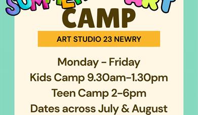 Art summer camp in Newry for kids and teens at art studio 23 Newry