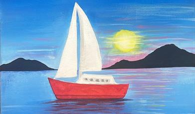 Sail boat painting on canvas