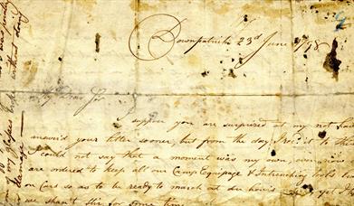 Section of a manuscript letter, written on 23rd June 1798, in Downpatrick.