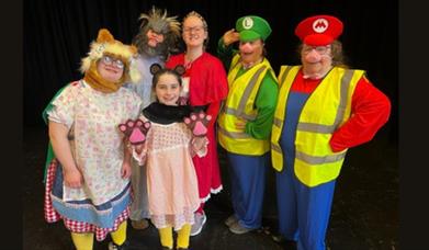 Dramability preparing for their performance of 'Hood in the Wood' at Down Arts Centre, Downpatrick.