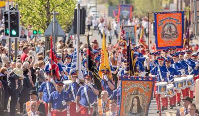 12th July Parade with Drummers and Flags