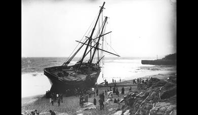 image of a beached sailing ship