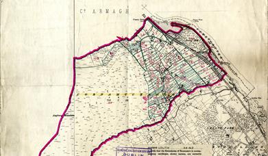 Map prepared after the passing of the 1923 Irish Land Act as part of the vesting of tenancies in the townland of Cornamucklagh in north County Louth.