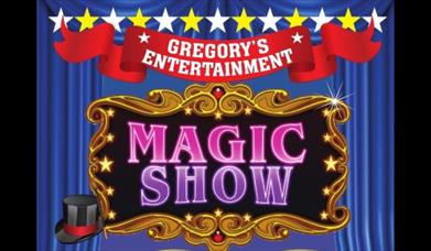 Poster promoting 'Magic Show in Newry Town Hall' by Gregory's Entertainment.
