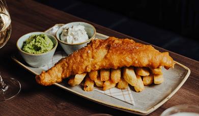 Fish and chips served by Percy French